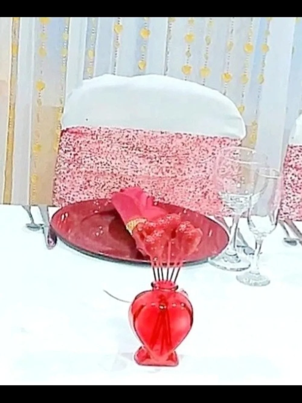Red Glass Vases and Candle Holders Set